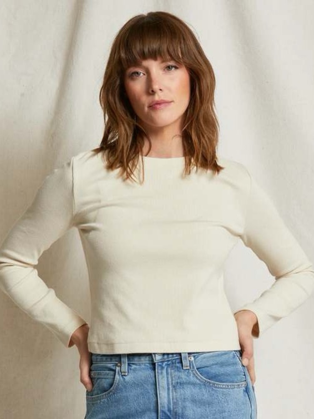 PERFECTWHITETEE FOXX RIBBED LONG SLEEVE TEE